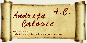 Andrija Ćalović vizit kartica